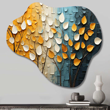 Forest Yellow Wood Collage IV - Asymmetric Metal Wall Art